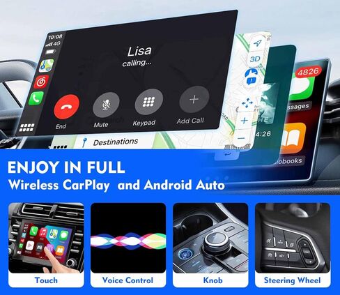 محول CarPlay اللاسلكي وAndroid Auto، تصميم USB A صغير ونوع C للسيارات المدمجة في CarPlay السلكية وAndroid Auto، وصلة تشغيل ثابتة لهاتف iPhone 6+ iOS 10+ Android11+ in Saudi Arabia