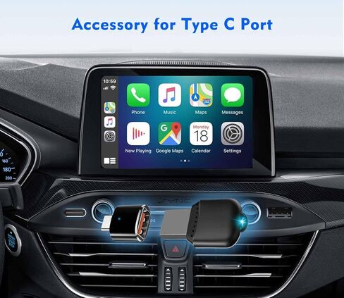 محول CarPlay اللاسلكي وAndroid Auto، تصميم USB A صغير ونوع C للسيارات المدمجة في CarPlay السلكية وAndroid Auto، وصلة تشغيل ثابتة لهاتف iPhone 6+ iOS 10+ Android11+ in Saudi Arabia