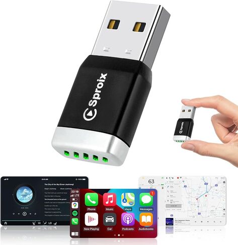 محول Carplay اللاسلكي لأجهزة Apple iPhone iOS 10+ وAndroid Mini فائق الصغر USB-A يحول السلكية إلى محول تشغيل السيارة اللاسلكي التوصيل والتشغيل اتصال تلقائي سريع للسيارات 2016+ in Saudi Arabia