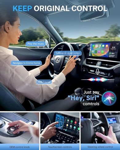 محول Carplay اللاسلكي لأجهزة Apple iPhone iOS 10+ وAndroid Mini فائق الصغر USB-A يحول السلكية إلى محول تشغيل السيارة اللاسلكي التوصيل والتشغيل اتصال تلقائي سريع للسيارات 2016+ in Saudi Arabia