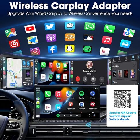 محول Carplay اللاسلكي لأجهزة Apple iPhone iOS 10+ وAndroid Mini فائق الصغر USB-A يحول السلكية إلى محول تشغيل السيارة اللاسلكي التوصيل والتشغيل اتصال تلقائي سريع للسيارات 2016+ in Saudi Arabia