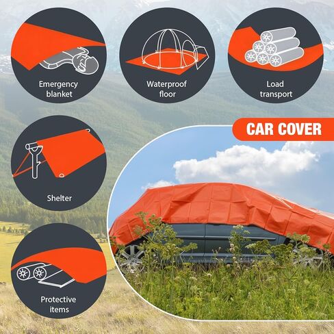 Oudain 6 Pcs Emergency Thermal Survival Blankets 84 x 60 Inch, Heavy Duty Emergency Poncho Tarp Reusable Waterproof Blanket for Car, Camping, Hiking in Saudi Arabia