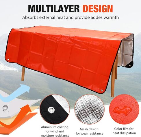 Oudain 6 Pcs Emergency Thermal Survival Blankets 84 x 60 Inch, Heavy Duty Emergency Poncho Tarp Reusable Waterproof Blanket for Car, Camping, Hiking in Saudi Arabia