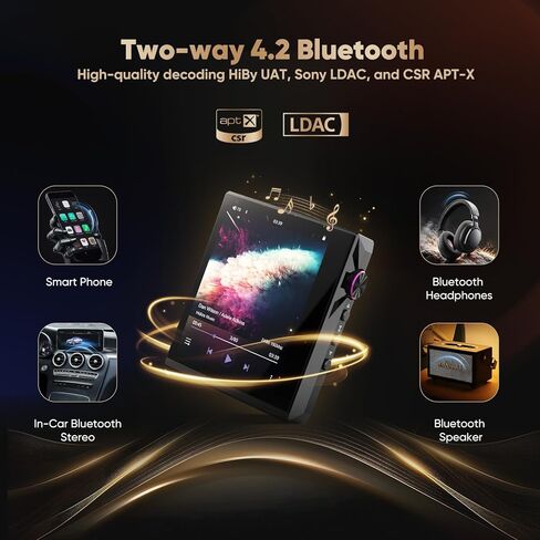 مشغل MP3 HIDIZS AP80 Pro-X مع بلوتوث، مشغل صوت رقمي، شرائح Dac مزدوجة ESS9219C، 0.0015% THD+N، DSD256 فك التشفير الأصلي، MQA LDAC، FLAC، أزرق in Kuwait