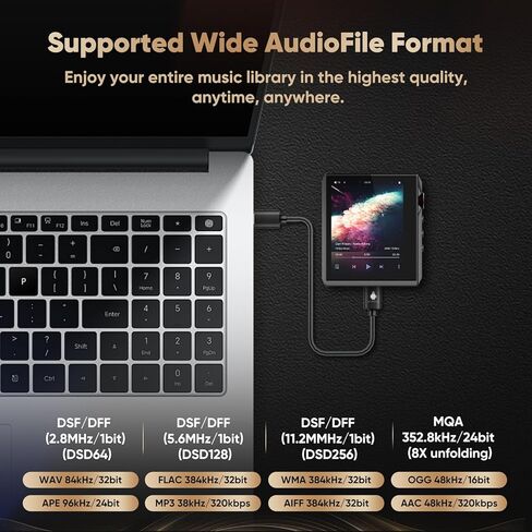 مشغل MP3 HIDIZS AP80 Pro-X مع بلوتوث، مشغل صوت رقمي، شرائح Dac مزدوجة ESS9219C، 0.0015% THD+N، DSD256 فك التشفير الأصلي، MQA LDAC، FLAC، أزرق in Kuwait