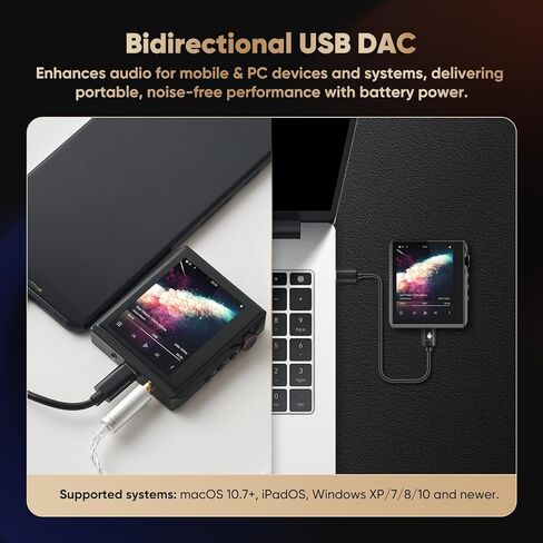 مشغل MP3 HIDIZS AP80 Pro-X مع بلوتوث، مشغل صوت رقمي، شرائح Dac مزدوجة ESS9219C، 0.0015% THD+N، DSD256 فك التشفير الأصلي، MQA LDAC، FLAC، أزرق in Kuwait