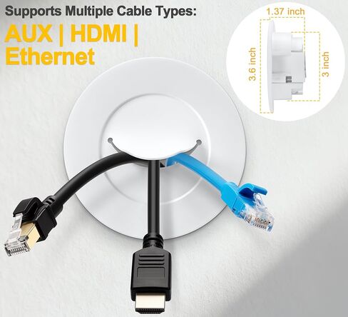 ZhiYo in-Wall Cable Management Kit for TV, White TV Cord Hider Kit, Behind Wall Cable Management for Mounted TVs, Cord Concealer Kits with 2 Wire Pass Throughs and 1 Hole Saw Drill Attachmen in Saudi Arabia
