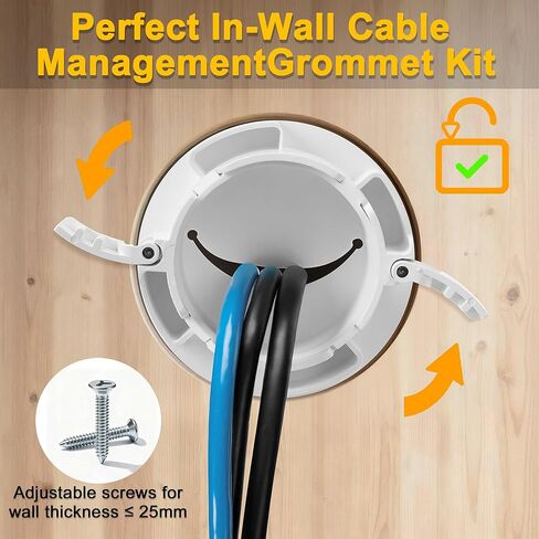 ZhiYo in-Wall Cable Management Kit for TV, White TV Cord Hider Kit, Behind Wall Cable Management for Mounted TVs, Cord Concealer Kits with 2 Wire Pass Throughs and 1 Hole Saw Drill Attachmen in Saudi Arabia