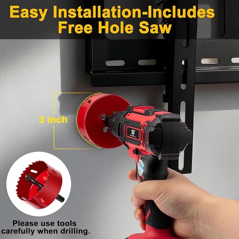 ZhiYo in-Wall Cable Management Kit for TV, White TV Cord Hider Kit, Behind Wall Cable Management for Mounted TVs, Cord Concealer Kits with 2 Wire Pass Throughs and 1 Hole Saw Drill Attachmen in Saudi Arabia