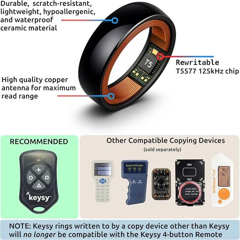 Keysy Rewritable RFID Ring 125kHz T5577 for Access-Control (Black, 10) in Saudi Arabia
