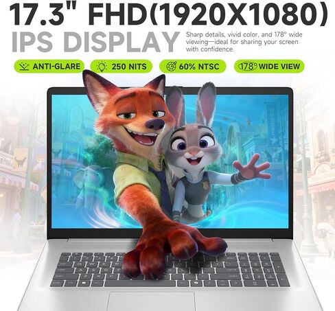 HP 17 inch Laptop FHD 2026, Intel 8 Cores i3-N305 Processor, 16GB RAM, 512GB SSD, 17.3" FHD IPS Display, AI Copilot, Wins 11 Pro, Long Battery Life for Student & Business, Wi‑Fi 6, Patented Accessory in Saudi Arabia