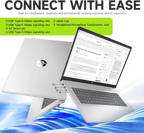 HP 17 inch Laptop FHD 2026, Intel 8 Cores i3-N305 Processor, 16GB RAM, 512GB SSD, 17.3" FHD IPS Display, AI Copilot, Wins 11 Pro, Long Battery Life for Student & Business, Wi‑Fi 6, Patented Accessory in Saudi Arabia