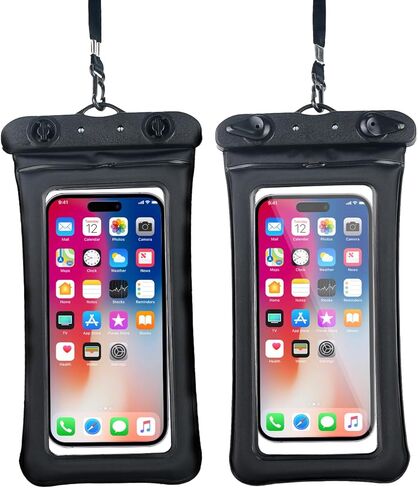 [عبوتان] جراب هاتف مقاوم للماء، حقيبة جافة للهاتف الخلوي لهاتف iPhone 16 15 14 13 12 Pro Max وGalaxy S24 S23 S22 IPX8 حافظة رياضية خارجية (أسود) in Saudi Arabia