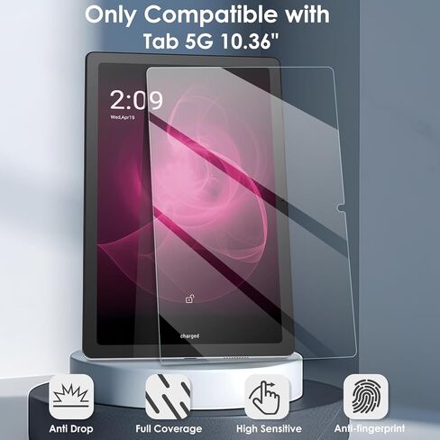 2-Pack Tempered Glass Screen Protector Compatible with T-Mobile REVVL Tab 5G 10.36" (Not Compatible with T-Mobile REVVL Tab 2 10.1"), HD, Anti-Scratch, Bubble Free, Easy Installation in Kuwait