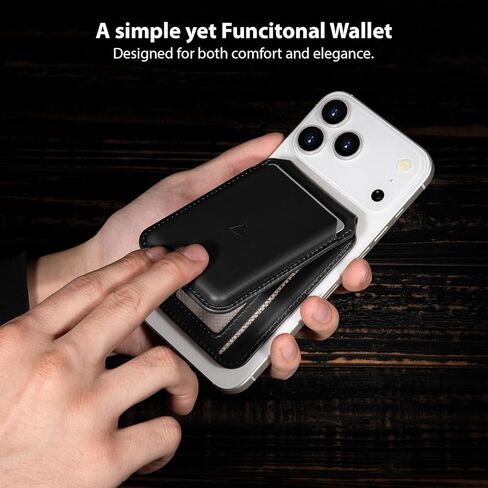 Belemay Strong Magnetic Wallet for MagSafe with Adjustable Stand, Full-Grain Vegetable-Tanned Leather Card Holder, Up to 5 Cards, RFID Blocking, for iPhone 17/16/15/14/13/12 Series Men & Women - Black in Saudi Arabia