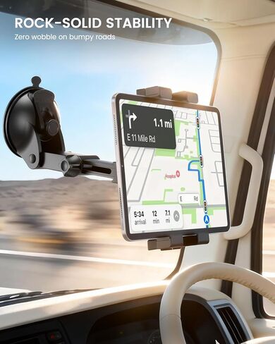 OHLPRO Tablet Holder for Car Dashboard & Windshield, Long Arm Suction Cup Tablet Mount Fits 5-17" iPad Pro/Air/Mini, Stable iPad Car Mount for Truck/SUV/Semi, Ideal Tech Gift for Drivers & Traveler in Saudi Arabia