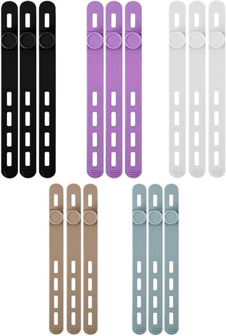 15 قطعة من أربطة كابلات السيليكون، منظمات الأسلاك القابلة لإعادة الاستخدام لكابلات الشحن، مجفف الشعر، مكتب المكتب المنزلي، ولفائف الأسلاك المرنة لإدارة الأسلاك الكهربائية in Kuwait