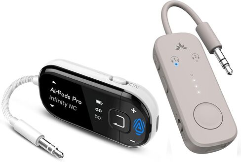 Avantree Relay & Voyager - محول بلوتوث 5.3 للطائرة وشاشة OLED بلوتوث وأحدث محول طائرة Auracast، شريحة كوالكوم، aptX Adaptive وصوت عالي الدقة لسماعات الرأس، Airpods، Bose & Travel in Saudi Arabia