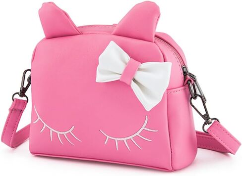 Cute Cat Ear Girls Handbags Candy Color Toddler Crossbody Bags PU Leather Shoulder Bags (pink) in Saudi Arabia