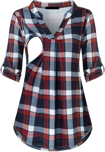 Nursing Tops for Breastfeeding Maternity 3/4 Rolled Sleeve Breastfeeding Shirts for Women in Saudi Arabia