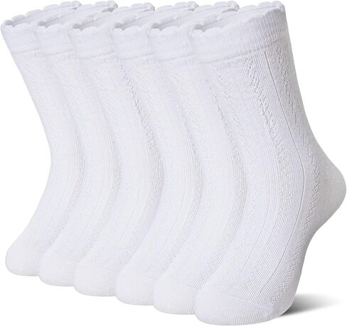 Girls Ruffle Crew Socks Little Kids School Uniform Cute Cotton Frilly Dress Socks 6 Pairs in Saudi Arabia