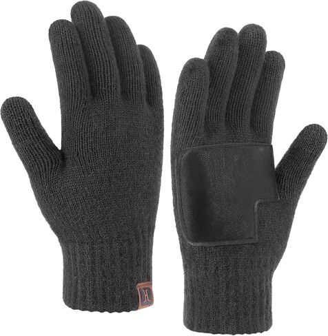 Mens Winter Gloves Touchscreen Warm Gloves for Men Cold Weather Knit Work Driving Gloves with Leather Palm Gifts in Saudi Arabia