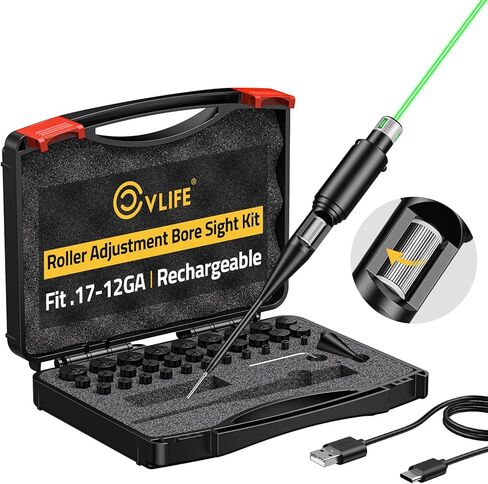 CVLIFE Bore Sight Laser, Roller Adjustment Red/Green Laser Bore Sight Kit with 32 Adapters fit 0.17 to 12GA Calibers, Multi-Caliber Laser Bore Sighting Kit for All Firearms, Hunting bore Sight kit in Saudi Arabia