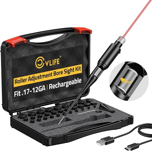 CVLIFE Bore Sight Laser، ضبط الأسطوانة عدة رؤية ليزر أحمر / أخضر مع 32 محولًا تناسب عيار 0.17 إلى 12GA، مجموعة رؤية تجويف ليزر متعددة العيار لجميع الأسلحة النارية، مجموعة رؤية تجويف الصيد in Saudi Arabia