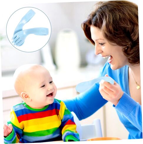 1 مجموعة شوكة وملعقة مجموعة أدوات مائدة التدريب لأواني الفطام للحليب والأطعمة المهروسة سهلة التنظيف تصميم خفيف الوزن in Kuwait