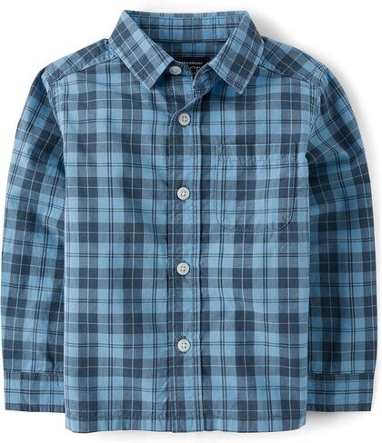 The Children's Place Baby Boys' and Toddler Poplin Long Sleeve Button Down Shirt in Saudi Arabia