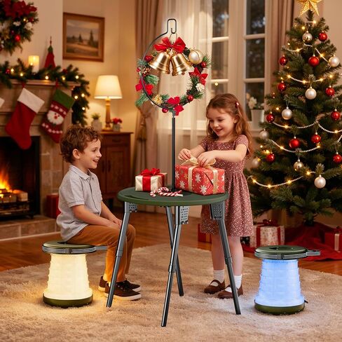 Collapsible Camping Stool with Lights (5 Colors, 3 Modes), Holds up to 400 lbs & Adjustable Height (10 Levels), Portable Folding Chair Stool Seat for Fishing, Parties, Hiking, Travel, Outdoor Events in Saudi Arabia