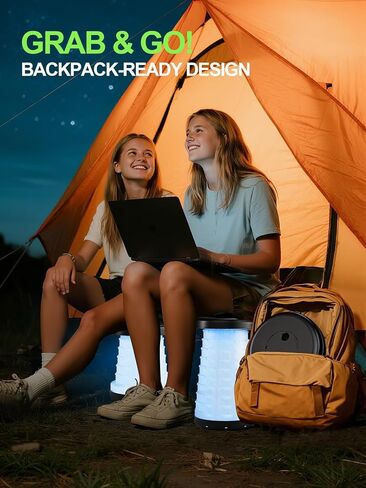 Collapsible Camping Stool with Lights (5 Colors, 3 Modes), Holds up to 400 lbs & Adjustable Height (10 Levels), Portable Folding Chair Stool Seat for Fishing, Parties, Hiking, Travel, Outdoor Events in Saudi Arabia