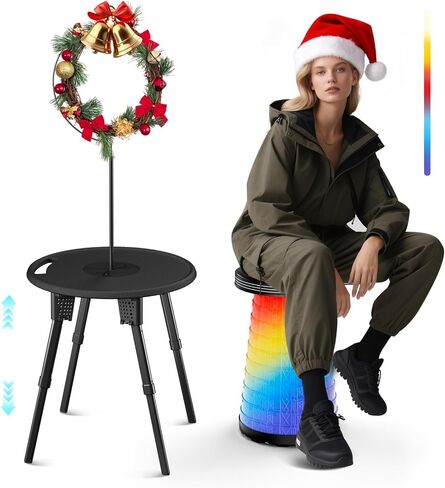 Collapsible Camping Stool with Lights (5 Colors, 3 Modes), Holds up to 400 lbs & Adjustable Height (10 Levels), Portable Folding Chair Stool Seat for Fishing, Parties, Hiking, Travel, Outdoor Events in Saudi Arabia