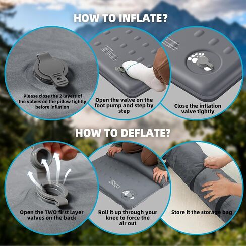 KASIMO Memory Sleeping Pad for Camping, 3" Compact Ultra-Thick Foam Sleeping Mats with Pillow, 9.5 R-Value Insulated Camping Mattress Pad or Car Travel Backpacking Tent,Home in Saudi Arabia