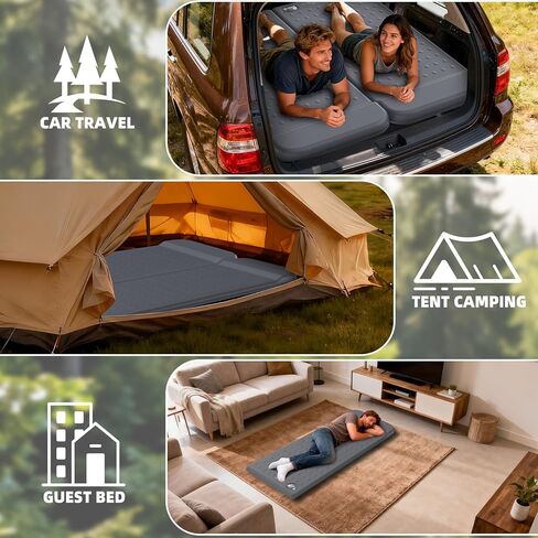 KASIMO Memory Sleeping Pad for Camping, 3" Compact Ultra-Thick Foam Sleeping Mats with Pillow, 9.5 R-Value Insulated Camping Mattress Pad or Car Travel Backpacking Tent,Home in Saudi Arabia