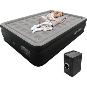 Full Size Air Mattress with Built in Pump, 4000mah Rechargeable for Camping and Indoor, Leak-Proof PVC Soft Anti-Slip Velvet Top,Holds 650lbs Blow Up Portable Bed in Saudi Arabia