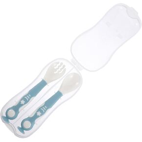 Kisangel 1Set Convenient Spoon Soft Fork and Spoon for Portable Tableware Safe Feeding Tools for Independent Eating and in Kuwait