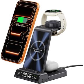 Charger for Garmin Watch, 3 in 1 Wireless Charging Station for Vivoactive/Venu/Forerunner/Instinct/Fenix/Epix, Charger Stand for Samsung S25/S24, for iPhone, for AirPods, for Galaxy Buds3 (No Adapter) in Saudi Arabia