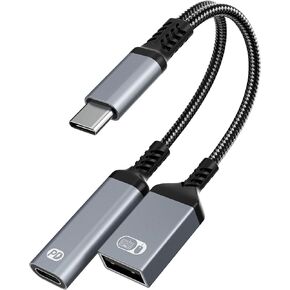 محول وشاحن USB C OTG 2 في 1، محول شحن من النوع C OTG مع شحن سريع 60 وات PD، كابل USB C Splitter OTG متوافق مع iPad وiPhone 15 16 17 وSamsung وPixel وChromecast in Kuwait
