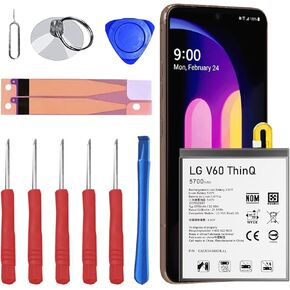 for LG V60 ThinQ Battery (Upgraded) 5700mAh High Capacity Battery Replacement for LG V60 ThinQ 5G BL-T46 LM-V600TM T-Mobile/Sprint/U.S. Cellular with Repair Tool Kits in Kuwait