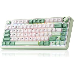 لوحة مفاتيح ميكانيكية لاسلكية Aula F75، لوحة مفاتيح كريمية مع إضاءة خلفية RGB قابلة للتبديل السريع، 81 مفتاحًا 75% لوحة مفاتيح للألعاب، بلوتوث/2.4 جيجا هرتز/النوع C، صوت كريمي - مفاتيح ريبر in Kuwait