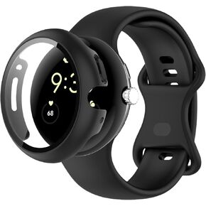 Silicone Watch Bands Compatible for Google Pixel 2, with PC Case Cover Protective Soft Breathable Waterproof Sport Watch Band for Pixel 2 in Saudi Arabia