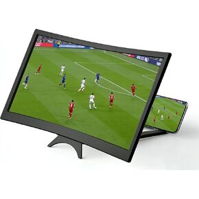 12" Curved Screen Magnifier for Cell Phone,3D HD Magnifying Projector Screen Enlarger for Movies, Video, Foldable Phone Stand Holder with Screen Amplifier,Compatible with All Smartphones (Black) in Saudi Arabia