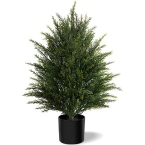 شجرة كرة توبياري اصطناعية من مافيس يوميات، نباتات داخلية واقعية من خشب البقس الصناعي بوعاء، شجيرات وهمية في الهواء الطلق ونباتات الأرز دائمة الخضرة لديكور الشرفة الأمامية لغرفة المعيشة المنزلية (2، 2 قدم) in Kuwait