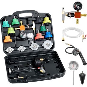 VEVOR Coolant Pressure Tester Kit, 47Pcs Radiator Vacuum Refill Kit with 3 Metal Adapters, Universal Fit, Automotive Cooling System Pressure Tester Tool, with Pressures Pump & Aluminum-Plastic Filler in Kuwait