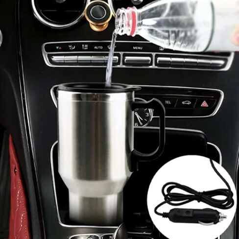 ZJchao 12V car heating cup, large capacity leak proof steel mug with electronic constant temperature, for vehicles and most car cup holders in Saudi Arabia