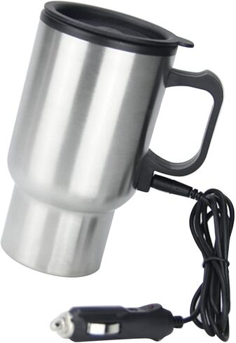 ZJchao 12V car heating cup, large capacity leak proof steel mug with electronic constant temperature, for vehicles and most car cup holders in Saudi Arabia