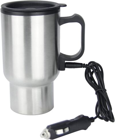 ZJchao 12V car heating cup, large capacity leak proof steel mug with electronic constant temperature, for vehicles and most car cup holders in Saudi Arabia
