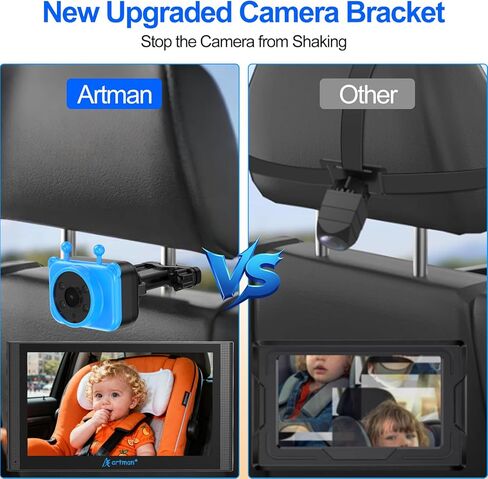 كاميرا سيارة للأطفال من Artman لطفلين، شاشة سيارة للأطفال مع شاشة لمس IPS 7.2 بوصة HD 1440P، كاميرات رؤية ليلية مزدوجة تعمل بالأشعة تحت الحمراء، سهلة التركيب بدون ضرر، شاشة مثالية لمقعد السيارة للآباء وأصحاب الحيوانات الأليفة in Kuwait