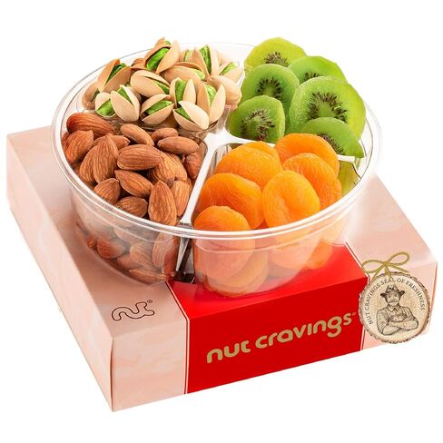 NUT CRAVINGS - Valentines Day Mixed Nuts Gift Basket in Red Gold Box (7 Assortments, 1 LB) Xmas Treats for Adults, Food Arrangement, Healthy Snack Care Package, Kosher in Saudi Arabia